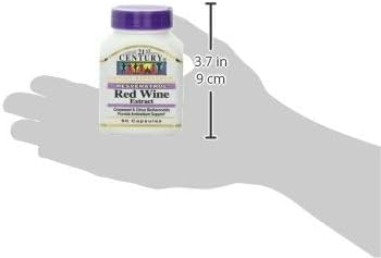 21st Century Resveratrol Red Wine Extract Capsules (90 Count), Resveratrol Supplement with Grapeseed Extract, Polyphenols, & Vitamin C for Antioxidant Support, Gluten-Free & Non-GMO, No Added Sugar