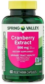Spring Valley Cranberry Extract Vegetarian Capsules, 500mg, 60 Count + Dri Store Sticker.