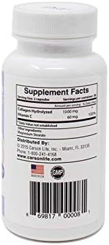 Carson Life Collagen with Vitamin C (2 Pack) - Hydrolyzed Collagen Supplement - Supports Hair, Skin & Nails - Dietary Supplement - Made in USA - 60 Capsules Each