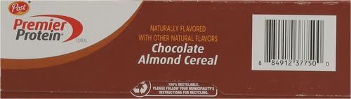 Premier Protein Chocolate Almond Cereal, Chocolatey Protein Cereal Flakes with Sliced Almonds, Contains 20g of Protein Per Serving, 9 OZ Box (Pack of 2)