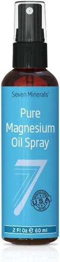 Seven Minerals Travel Size Pure Magnesium Oil - USP Grade Magnesium Spray, No Unhealthy Trace Minerals - from Ancient Underground Permian Seabed in USA, Free eBook Included (2 fl oz)