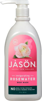 JASON Rosewater Invigorating Body Wash Women/Men, For a Gentle & Clean Feel, 30 Fluid Ounces (Pack of 2)