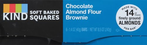 KIND Soft Baked Squares, Chocolate Almond Flour Brownie, Healthy Snack Bars, Gluten Free, 5g Protein, 6 Count (Pack of 2)