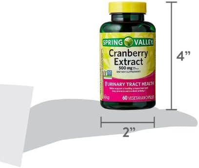 Spring Valley Cranberry Extract Vegetarian Capsules, 500mg, 60 Count + Dri Store Sticker.