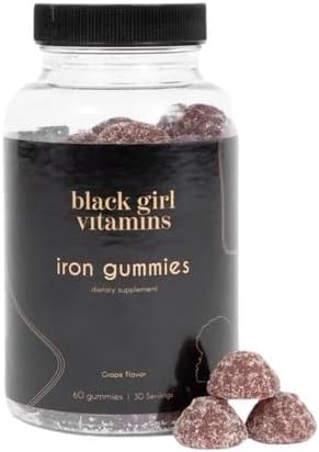 Black Girl Vitamins - Iron Gummies (20 mg), Supports Iron Deficiency & Anemia, Gluten-Free, Gelatin Free, Made in The USA (Grape, 60 Count) 30 Day Supply (Pack of 2)