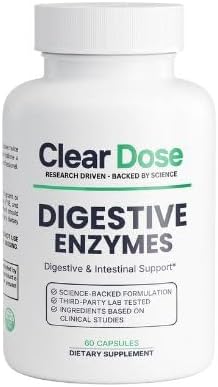 Digestive Enzymes with Probiotics – Broad Spectrum Enzyme Formula for Digestive Support, Bloating & Gas Relief, Lactase, Protease, Lipase – 60 Capsules