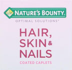 Nature's Bounty Optimal Solutions Hair, Skin & Nails Formula, with 3,000 mcg Biotin, 20 Total Servings, 60 Coated Caplets (Pack of 2)