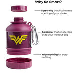 Smartshake Justice League Protein Powder Storage Container 50g Protein Shaker Bottle Funnel 110ml BPA, DC Comics Protein Shakes Bottle Storage for Women - Wonder Woman