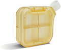 Small Stylish Pill Case, Compact Vitamin Box, Portable Travel Pill Dispenser, 4 Compartments Medications & Supplements Organizer (Yellow)