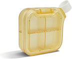 Small Stylish Pill Case, Compact Vitamin Box, Portable Travel Pill Dispenser, 4 Compartments Medications & Supplements Organizer (Yellow)