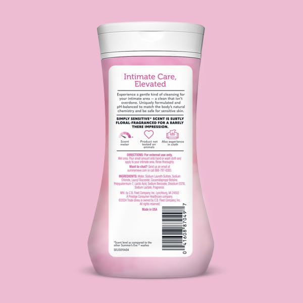 Summer's Eve Simply Sensitive Cleansing Wash for Sensitive Skin 9 oz (Pack of 2)