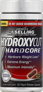 Hydroxycut Hardcore - 60 Rapid-Release Capsules - Thermogenic Calorie Burn, Extreme Energy + Focus, Maximum Intensity - for Women & Men