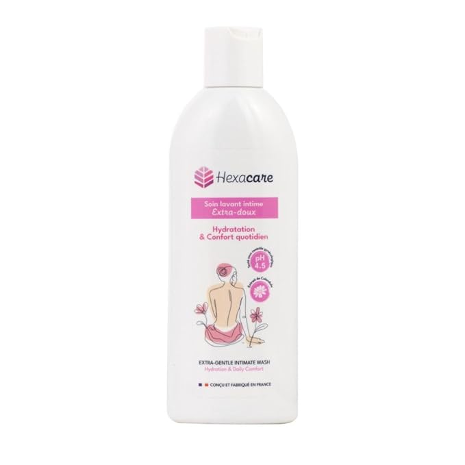 Hexacare Extra Gentle Feminine Wash – pH Balanced Intimate Cleanser for Sensitive Skin, Hydrating & Soothing, Helps with Dryness & Odor, Soap-Free, Made in France, 6.7 Fl Oz