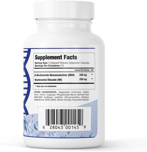 Liposomal NMN + NR Supplement - 60 Vegan Capsules to Support Cellular Health, Energy & NAD+ Levels - USA Made, Non-GMO, Gluten Free
