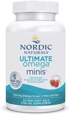 Nordic Naturals Ultimate Omega Minis, Strawberry Flavor - 60 Minis Soft Gels - 1120 mg Omega-3 - High-Potency Fish Oil Supplement - EPA & DHA - Promotes Brain & Heart Health - 30 Servings