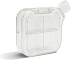 Small Stylish Pill Case, Compact Vitamin Box, Portable Travel Pill Dispenser, 4 Compartments Medications & Supplements Organizer (White)