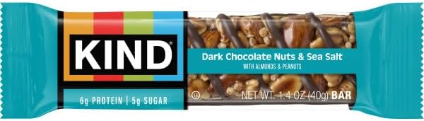 KIND Nut Bars, Dark Chocolate Nuts and Sea Salt, Healthy Snacks, Gluten Free, Low Sugar, 6g Protein, 12 Count