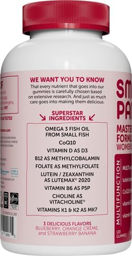 SmartyPants Multivitamin Gummy for Women 50 and Over: Omega 3 Fish Oil (EPA/DHA),Methylfolate,CoQ10,Vitamin D3,C,Vitamin B12,B6,A,K & Zinc,Biotin,Gluten Free,(30 Day Supply),120 Count (Pack of 2)