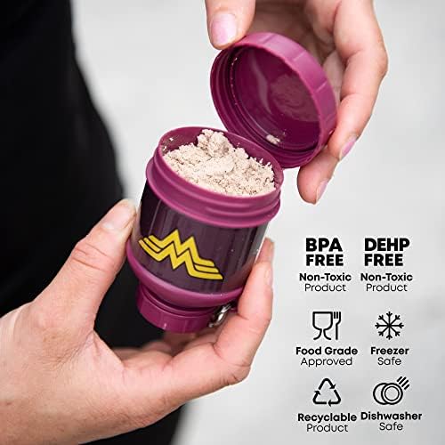 Smartshake Justice League Protein Powder Storage Container 50g Protein Shaker Bottle Funnel 110ml BPA, DC Comics Protein Shakes Bottle Storage for Women - Wonder Woman