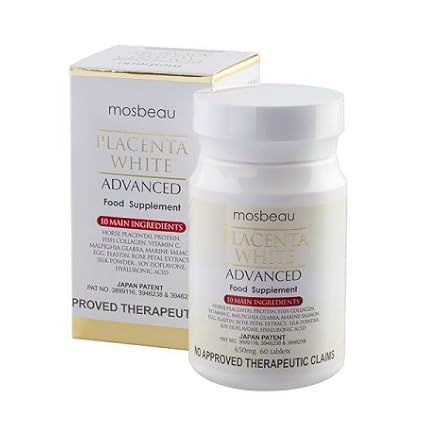 Mosbeau Placenta White Advanced Whitening Tablets 60 count 650mg Japan