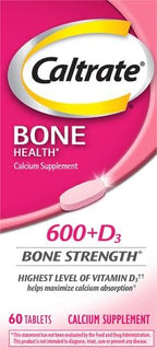 Caltrate 600 Plus D3 Calcium and Vitamin D Supplement Tablets, Bone Health Supplements for Adults - 60 Count (Pack of 4)