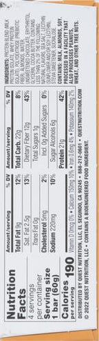 Quest Nutrition Chocolate Chip Cookie Dough Protein Bars,21g Protein,4,Net Carbs,1g Sugar,High Fiber,Gluten Free,Keto Friendly,4 Count (Pack of 2)