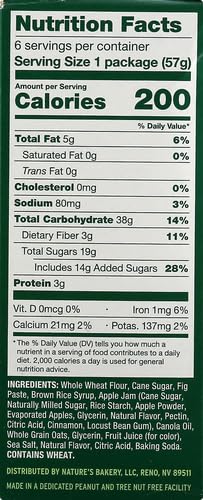Nature's Bakery Fig Bars, Apple Cinnamon, 2 Oz, 6 Ct (Pack of 2)