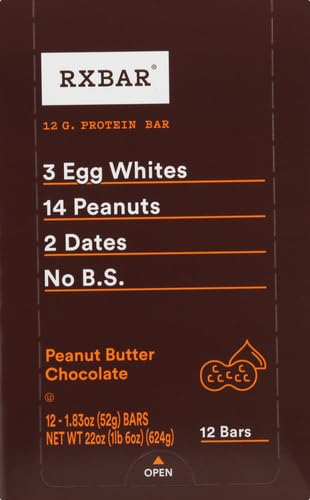 RXBAR Protein Bars, Protein Snack, Snack Bars, Peanut Butter Chocolate, 22oz Box (12 Count) (Pack of 2)