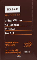 RXBAR Protein Bars, Protein Snack, Snack Bars, Peanut Butter Chocolate, 22oz Box (12 Count) (Pack of 2)