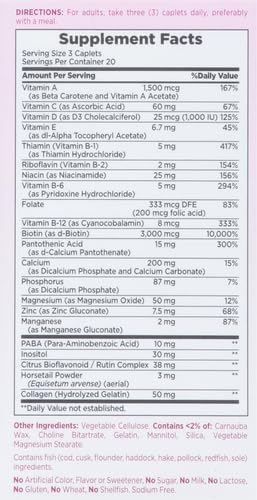 Nature's Bounty Optimal Solutions Hair, Skin & Nails Formula, with 3,000 mcg Biotin, 60 Count (Pack of 3)