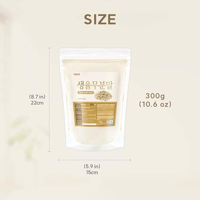 Korean Job's Tears Powder – 100% Roasted or Raw Yulmu from Korea, Finely Ground, No Additives, Plant-Based Ingredient for Smoothies, Porridge, and Cooking 생율무가루 (10.6 oz (300g), Raw Job's Tears)