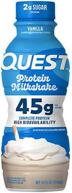 Quest Nutrition Vanilla Protein Shake, 45g Protein, 2g Sugar, 3g Net Carbs, Ready to Drink, Gluten Free, 12 Count
