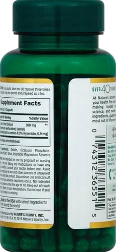 Nature's Bounty St. John’s Wort 300mg Capsules, Herbal Health Supplement, Promotes a Positive Mood, 1 Count (Pack of 200)