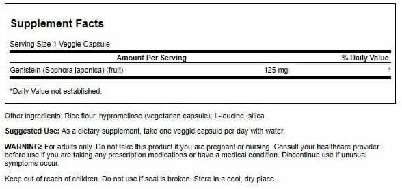 Swanson Soy-Free Genistein Plant-Based Supplement for Women Seeking Hormonal Balance, Bone, and Cardiovascular Support - 125 mg (60 Vegan Capsules, 2 Pack)