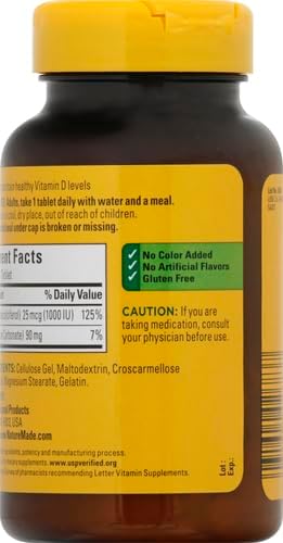 Nature Made Vitamin D3 1000 IU (25 mcg), Vitamin D Supplement for Bone, Teeth, Muscle and Immune Health Support, 300 Tablets, 300 Day Supply, (Pack of 2)