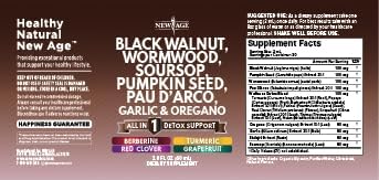 Black Walnut Wormwood Cleanse Drops - Liquid Soursop, Garlic, Pumpkin Seed, PAU D'Arco, Oil of Oregano, Turmeric, Berberine, Neem Extract, Hull Bark, Tincture - 2oz