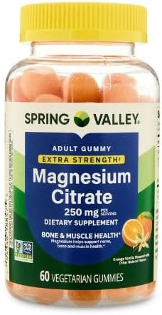 Spring Valley Extra Strength Magnesium Gummies for Bone and Muscle Health, 250mg, 60ct + Sticker.