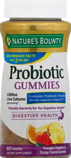 Nature's Bounty Probiotic Gummies, Immune Health & Digestive Balance, Pineapple, Raspberry and Orange Flavor Gummies, 60 Ct (Pack of 3)