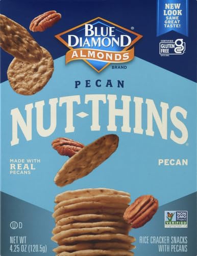 Blue Diamond Almonds, Pecan Thins Gluten Free Cracker Crisps perfect for Snacking, 4.25 oz