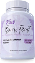 N'More Boric Acid Vaginal Suppositories Plus Aloe Vera & FOS Probiotic Enhancer 800mg/, 30 Count All Natural Made in USA