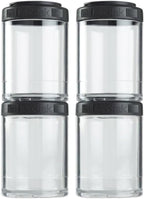 BlenderBottle GoStak, 150cc, 2-Pack | Twist n' Lock | Storage Jars | Black