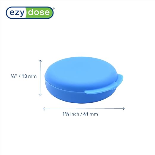 EZY DOSE Daily Round, Compact, Small, Disrcrete, Portable On-The-Go Pocket Pharmacy, Pill Box, Organizer and Vitamin Containers, Snap Shut Lids, Travel Friendly, Colors May Vary, 2 Pack, BPA Free
