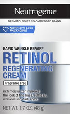 Neutrogena Rapid Wrinkle Repair, Retinol Face Moisturizer, Daily Anti-Aging Neck & Face Cream with Hyaluronic Acid, Retinol Cream, Fragrance-Free, Fades Fine Lines, Wrinkles and Dark Spots, 1.7 oz
