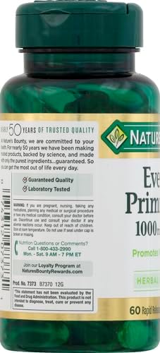 Nature's Bounty Primrose Oil 1000mg, Promotes Women's Health, Herbal Supplement, Gluten Free, Rapid Release,60 Softgels (Pack of 3)