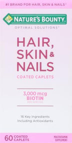 Nature's Bounty Optimal Solutions Hair, Skin & Nails Formula, with 3,000 mcg Biotin, 60 Count (Pack of 3)