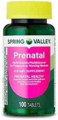 Spring Valley Prenatal Multivitamin/Multimineral for Pregnant and Nursing Women Dietary Supplement Tablets, 100 Count +Sticker, Dri Store.