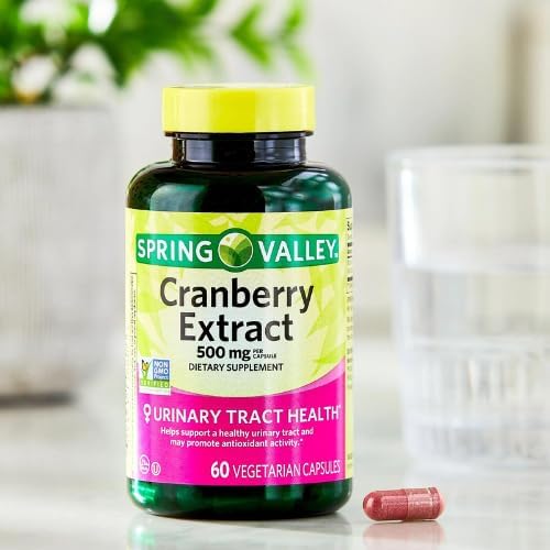 Spring Valley Cranberry Extract Vegetarian Capsules, 500mg, 60 Count + Dri Store Sticker.