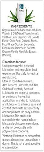 Aloe Cadabra Flavored Personal Lubricant and Vaginal Moisturizer, Organic Edible Aloe Lube for Men, Women and Couples, Non-Staining, pH Balanced, Toy Compatible (Pina Colada, 2.5 Ounces, 5 Pack)