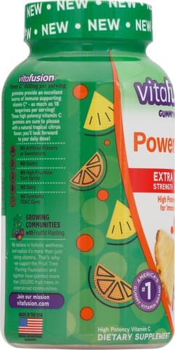 Vitafusion Extra Strength Power C Gummy Vitamins, Tropical Citrus Flavored Immune Support (1) Vitamins, 92 Count (Pack of 2)