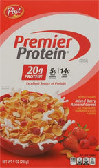 Premier Protein Mixed Berry Almond Cereal, Protein Cereal Flakes Mixed with Dried Berries and Sliced Almonds, Contains 20g of Protein Per Serving, 9 OZ Box (Pack of 2)